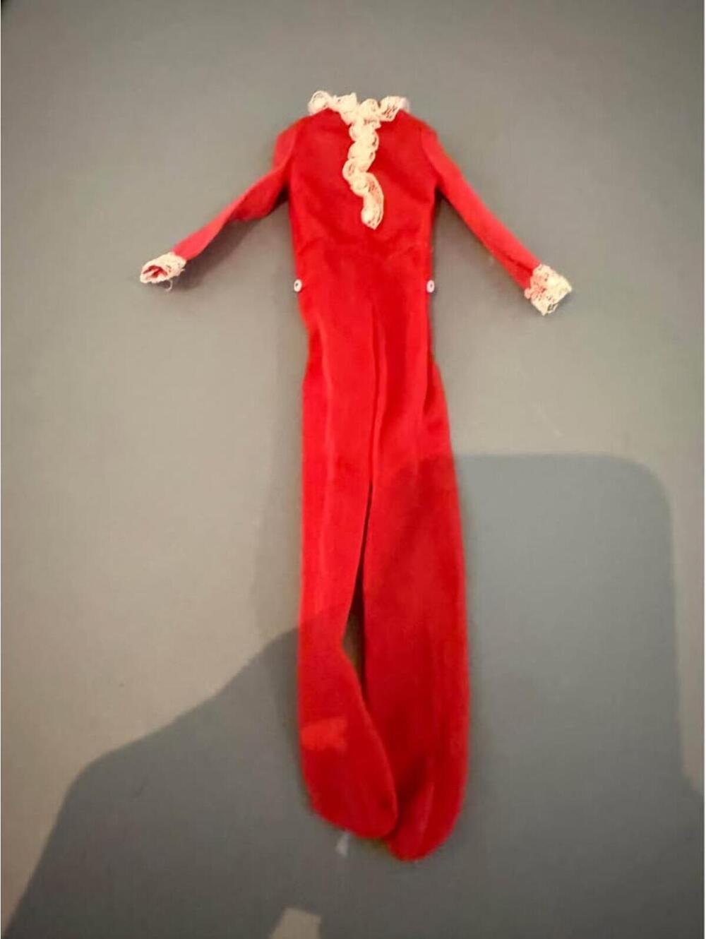 1975 Mattel Barbie Best Buy Fashions #7203 Red One-Piece Footie Pajamas